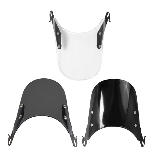 Universal Motorcycle Windshield Windscreen Wind Deflector Round Headlight 4-7'' White 2