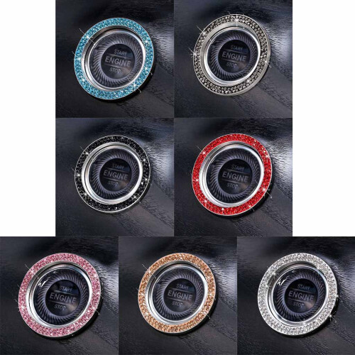 Shiny Diamante Car Start Engine Ignition Button Decor Ring Cover Crystal Sticker White 2