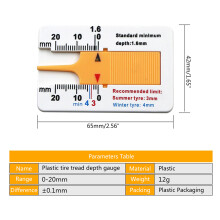 Tire Ruler Portable Tyre Tread Checker Adjustable Tread Depth Gauge for Car Auto