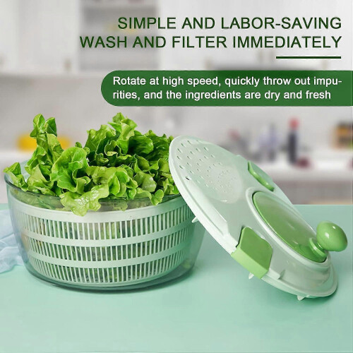 Πλυντήριο και στεγνωτήριο λαχανικών Salad Spinner 4L με καλάθι πλύσης και 1