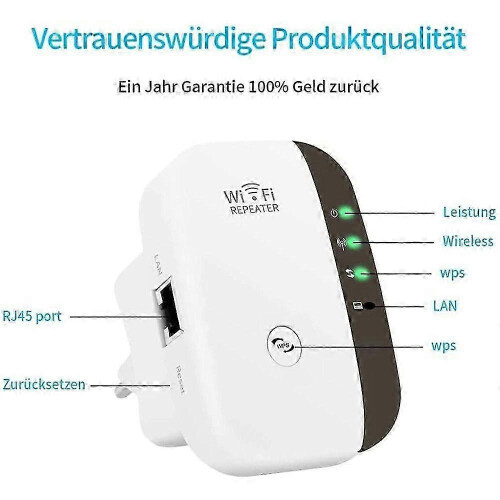 Ενισχυτής WLAN, επαναλήπτης WLAN 300Mbit/s 2,4GHz, επέκταση εμβέλειας WiFi με θύρα 2