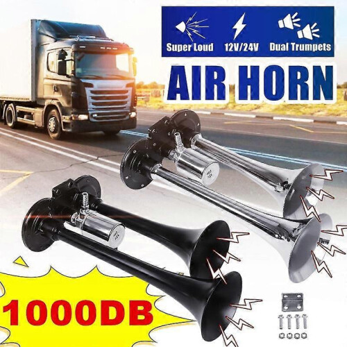 Εξαιρετικά δυνατό κιτ κόρνας αέρα 12V/24V 1000DB με διπλή κόρνα αέρα με συ 1