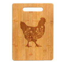 Planche à découper en bambou avec poulet fleuri