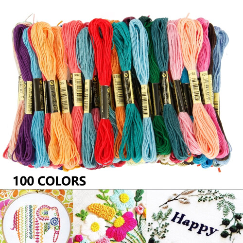 Jetcloudlive Multi-color Embroidery Floss, 8.75yd (100Pieces)