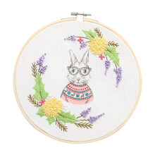 Zestaw do haftu krzyżykowego w stylu europejskim, 20 cm, Miss Rabbit Floral, odpowiedni dla miłośników haftu