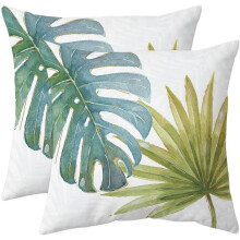 Olive Green Tropical Leaf Throw Pillow Covers Decorative Botanical Banana Leaves Couch Pillow Cases Farmhouse Outdoor , 18" x18", Set of2