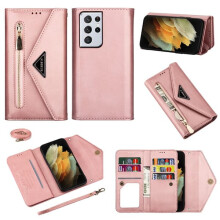 Funda tipo cartera compatible con Samsung Galaxy S21 Ultra Oro Rosa
