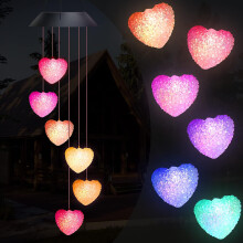 LINLIN Solar Windgong met 7-kleurige LED, hangende tuinverlichting voor tuin, terras, veranda, feestjes – past bij buitendecoratie