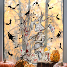 Halloween Segl Kanin Kuffert Vindues Klistermærker Dobbeltsidet Print Aftagelige Glas Klistermærker