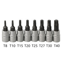 8 kpl Torx-kärkihylsysarja, 1/4 tuuman tähtikärki, T8 - T40