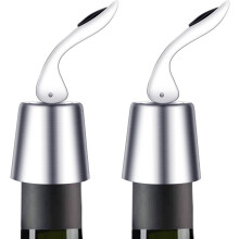 Bouchons de conservation du vin en acier inoxydable et silicone alimentaire, joints étanches pour préserver la fraîcheur des boissons, argentés