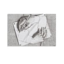 Reproduction d'une peinture abstraite de MC Escher, affiche sur toile en noir et blanc 20 x 30 cm - Décoration murale, cadeau idéal