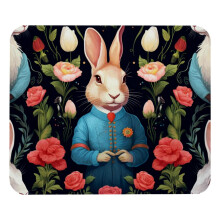 Gentleman Flowering Rabbit Mouse Pad with Non-Slip Rubber Base, 8.3'' x9.8'' Square Mat for Laptop, Gaming, School, Office Home