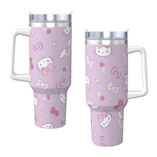 Hello Kitty 40oz H2.0 Ανοξείδωτο ποτήρι με μόνωση κενού αέρος με καπάκι και καλαμάκι για