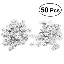 NICEXMAS50Sets Opnaaibare Drukknoppen Metalen Drukknoppen 2-delige Messing Drukknoppen Rond DIY Knutselaccessoire (12mm-Zilver)