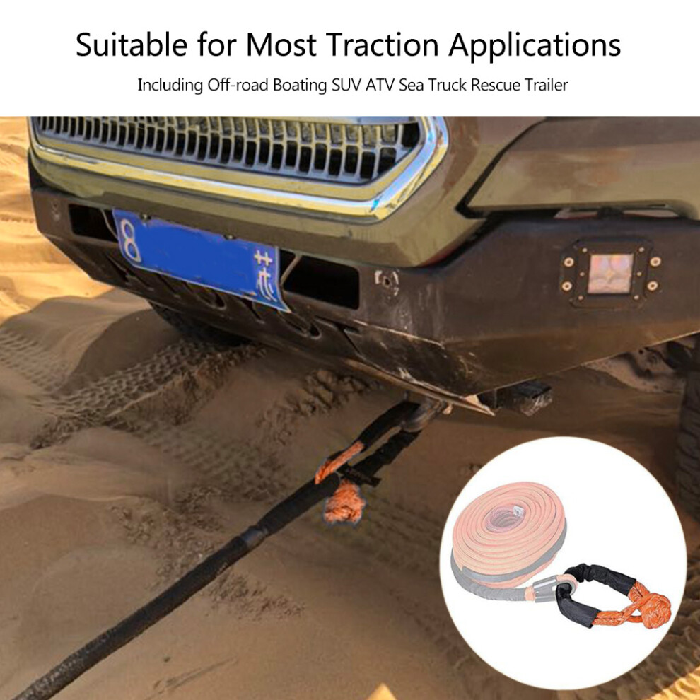 Towing Recovery Strap 45000Lbs Break Strength Soft Shackle For Off-Road Towing Black 7754005212199