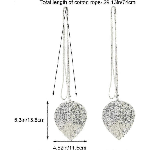 Conjunto de 2 Abraçadeiras Boho para Cortinas em Macramé com Folhas, Corda de Algodão Bege para Sala e Quarto 1