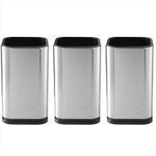 3 soportes de acero inoxidable para utensilios de cocina, organizador de cubiertos, diseño rectangular moderno, 17 x 10 cm.