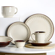 CKLXNGT XIMO Bowl Family Cafe Spaghetti Brunch Farfurie Vintage Bej 21cm 1 Farfurie/Farfurie Farfurie Regulară