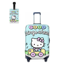 Hello Kitty Reisekofferhülle, waschbarer elastischer Gepäckschutz für 25-28" Koffer, kompatibel mit den meisten Hartschalenkoffern, verdeckter