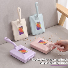 Spazzola per la pulizia a doppio rullo Xeyise con manico lungo, multifunzionale, ideale per tappeti, vestiti, biancheria da letto, coperte e per