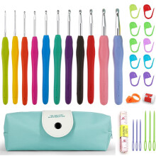 30-teiliges Häkelnadel-Set, 11 Größen mit ergonomischem TPR-Softgriff für arthritische Hände, Komplettset mit Etui – Ideales Geschenk für