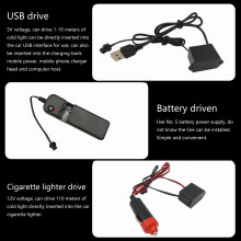 USB Car Interior LED Strips Lights Multiple Color Ambient fluorescent green 5m USB plug