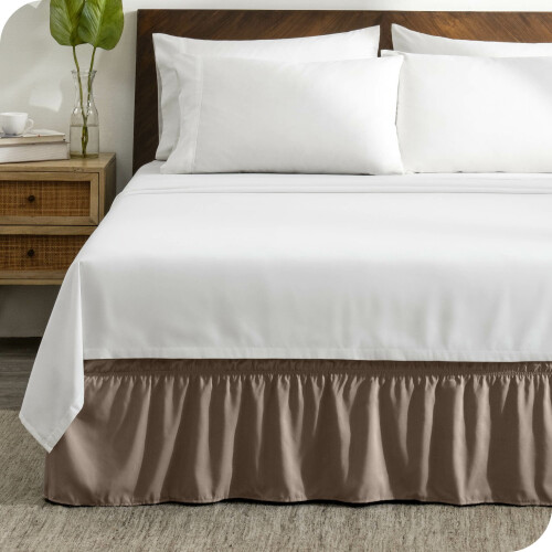 Jupe de lit Bare Home ajustable et enveloppante, format King - Taupe