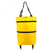 Joli chariot de courses pliable à roulettes Pretty Comy, grand sac de courses pliable, sac à provisions portable, organisateur de légumes jaune