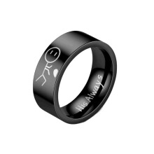 Geometrischer, cooler Edelstahlring „His Always Her Forever“ – passend zu „HIS ALWAYS“, trendiges Schmuckgeschenk für Paare im