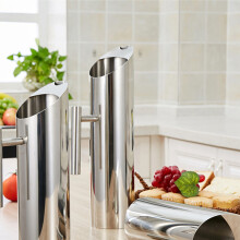 2X Stainless Steel Water Pitcher with Ice Guard Tea Pot Kettle Jug Cold Beverages Juice Pot Ktv Bar Accessories 1L