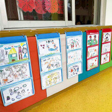 Classroom Organizer Convenient Pocket Chart for Cards Drawing Pictures Green 3 grids