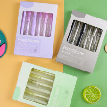 6x Retractable Gel Pen Quick-Drying Neutral Pen Writing Pen 0.5mm Milk and taro paste