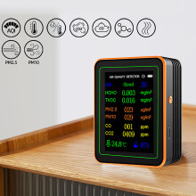 Tester 2.8in Display Air Quality Detectors Home HCHO TVOC CO CO2 Tester white plus orange