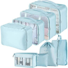8-pack organiseringset för resväskor, förvaringsväskor, packkuber, resväskor, presenter blå