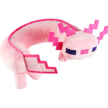 Cuscino per collo Axolotl Minecraft Mattel, peluche con suoni per viaggi, comfort e gioco (Esclusiva Amazon)