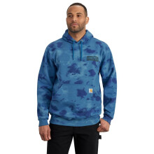 Carhartt Men's Loose Fit Midweight Watercolor Camo Graphic Sweatshirt, Horizon Blue/Greenstone Cloud Camo, Medium