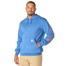 Carhartt Men's Loose Fit Midweight Logo Sleeve Graphic Sweatshirt, Dark Tranquil Blue Heather, 4X-Large Tall