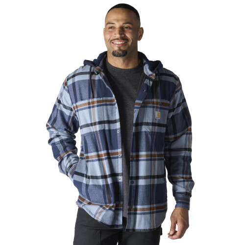 Carhartt Camicia Giacca Flanella Carhartt Uomo, Foderata in Pile, Blu Navy, X-Large