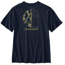 Carhartt Men's Relaxed Fit Lightweight Short-Sleeve Pocket Camo Graphic T-Shirt, Navy, Large