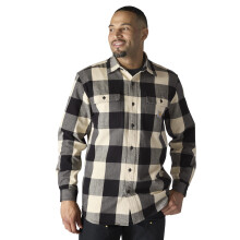 Carhartt Men's Loose Fit Heavyweight Flannel Long-Sleeve Plaid Shirt, Oat Milk, Medium