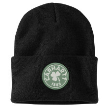 Carhartt Men's 106205 Knit Shamrock Patch Beanie One Size Fits All Black