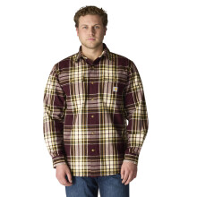Carhartt Men's Loose Fit Heavyweight Flannel Long-Sleeve Plaid Shirt, Port, Medium