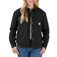Carhartt Women's Rugged Flex Loose Fit Heavyweight Duck Overshirt, Black, Large