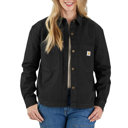 Carhartt Carhartt Camicia Donna Rugged Flex Fit Largo in Cotone Pesante, Nero, Large