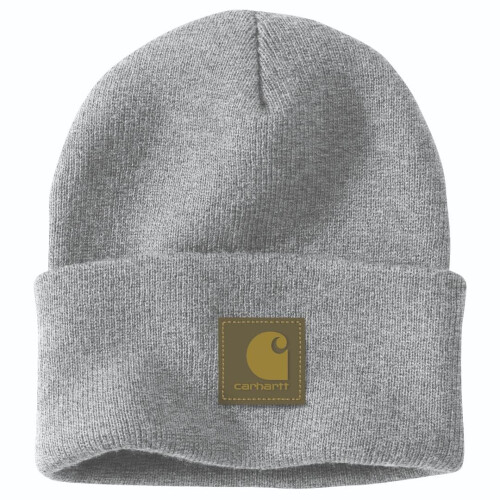 Carhartt Carhartt Men's Knit Rubber Patch Beanie, Heather Gray, One Size