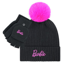 Barbie Wintermütze für Damen - Wintermützen mit Handschuhen, warme pinke Strickmütze