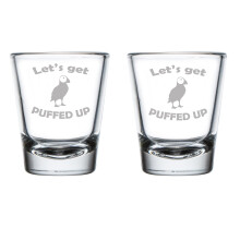 Set van 2 borrelglaasjes van 50 ml (1,75 oz) met een grappig ontwerp van een papegaaiduiker.