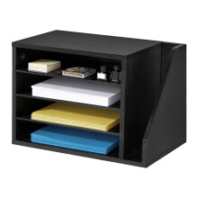 VEVOR Literatuur Organizer, 4 Compartimenten Kantoor Postvak met Afneembare Planken, Houten Post Sorter