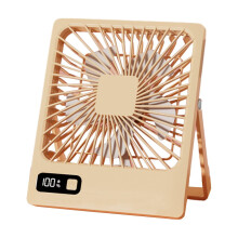 Ventilador Gnobogi con pantalla LED digital, recargable a batería, plegable 180, 5 velocidades, portátil para el hogar, la oficina, viajes y